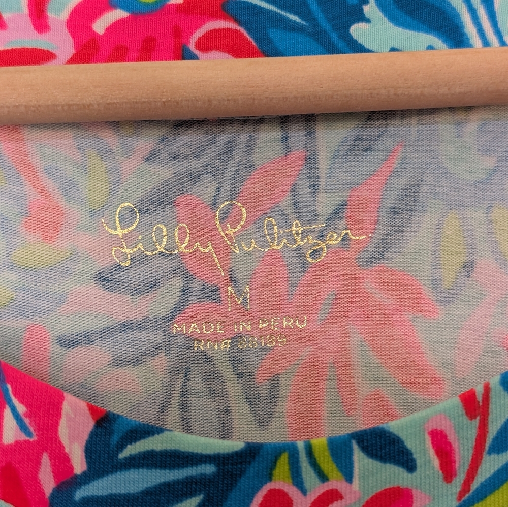 Lilly Pulitzer Aleah long-sleeve top Surf Blue Flim Flam print - Picture 3 of 8